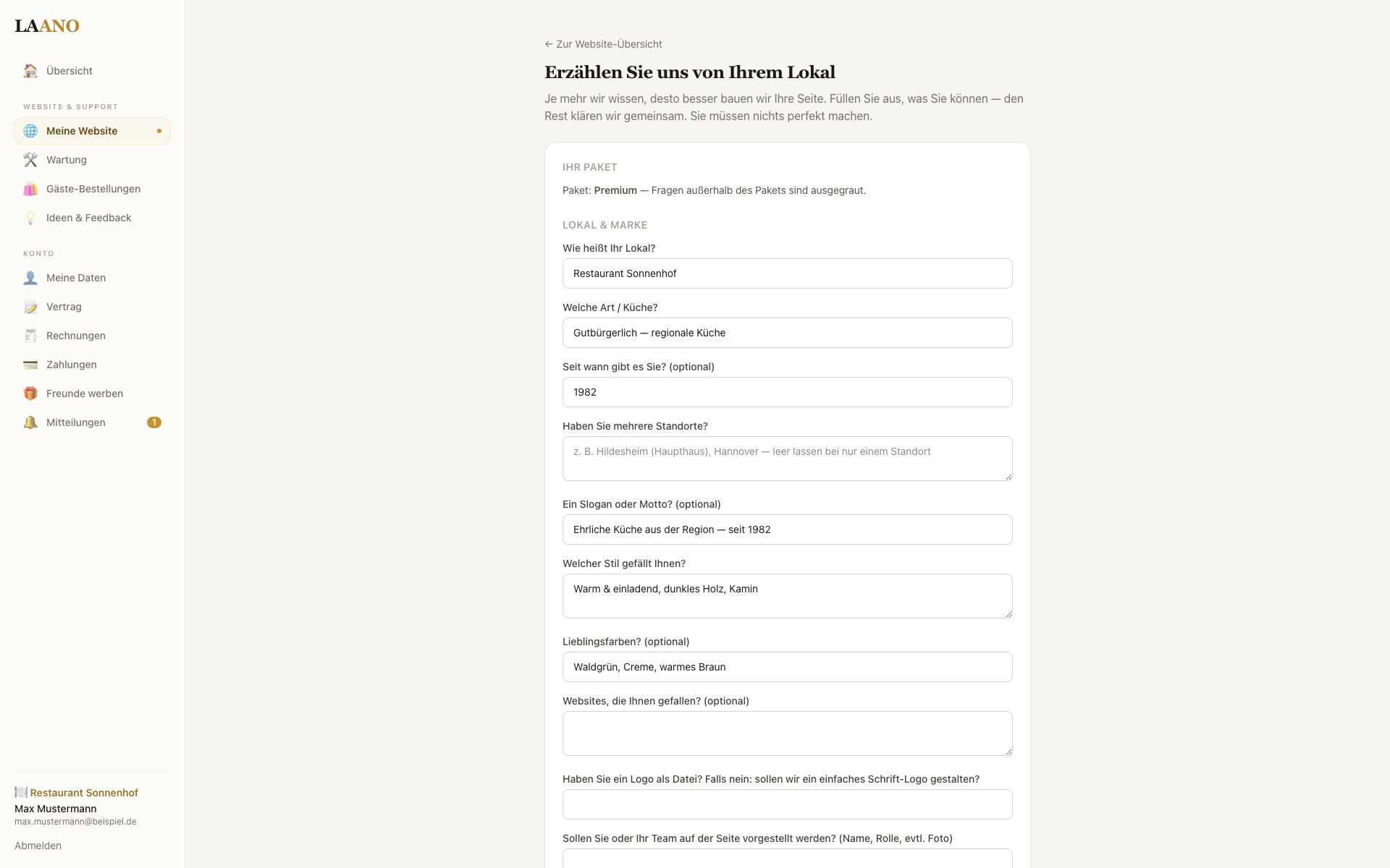 Das Briefing in Ihrem Kundenportal
